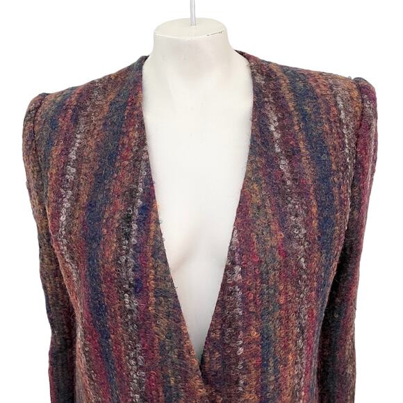 VTG SASSON Boucle Knit Structured Blazer  Mohair Wool  SZ 12 - Picture 4 of 11